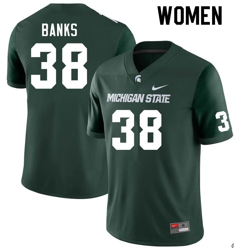 Women #38 Christian Banks Michigan State Spartans College Football Jerseys Sale-Green